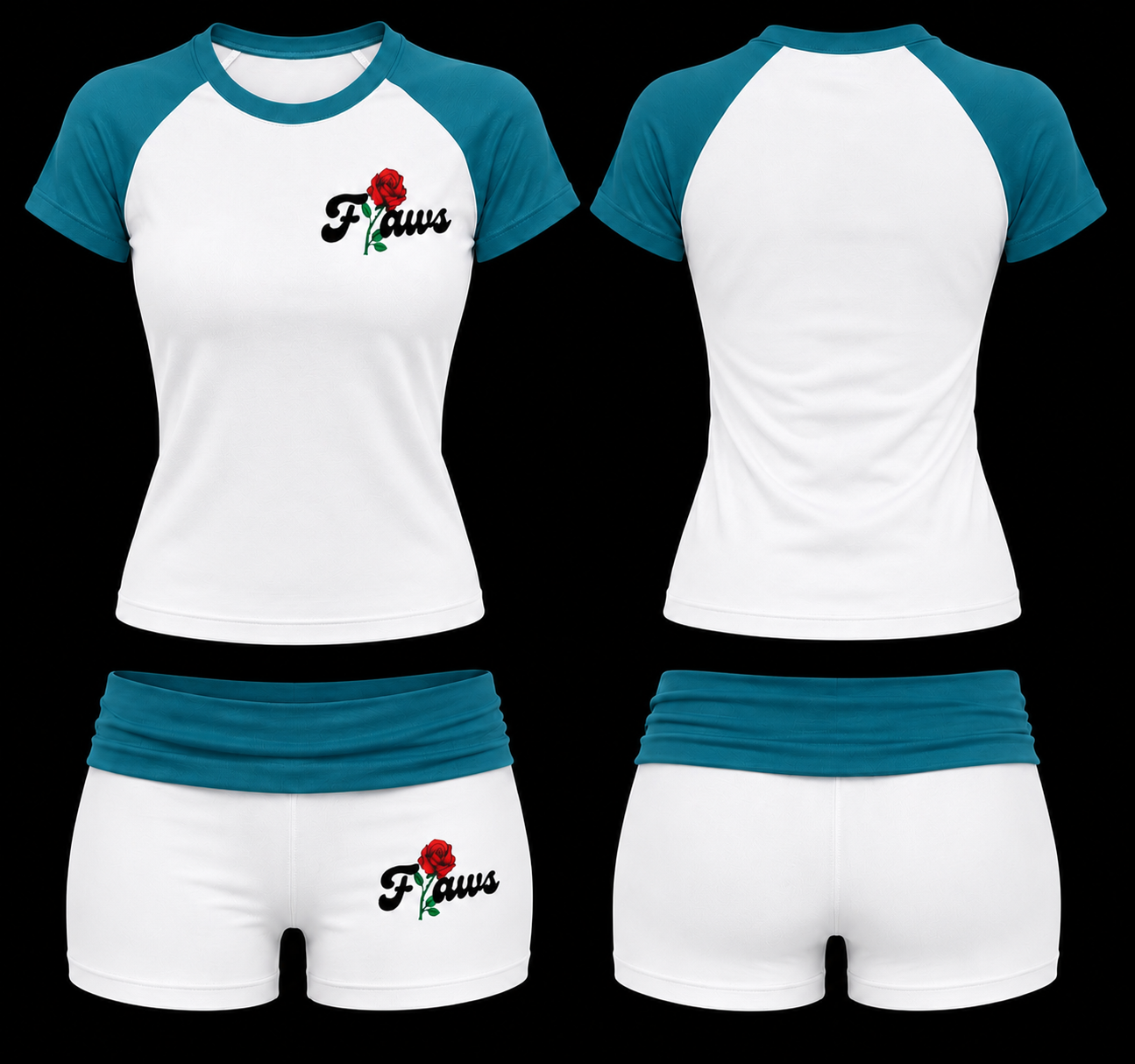 Flaws Women Teal & White two-piece set