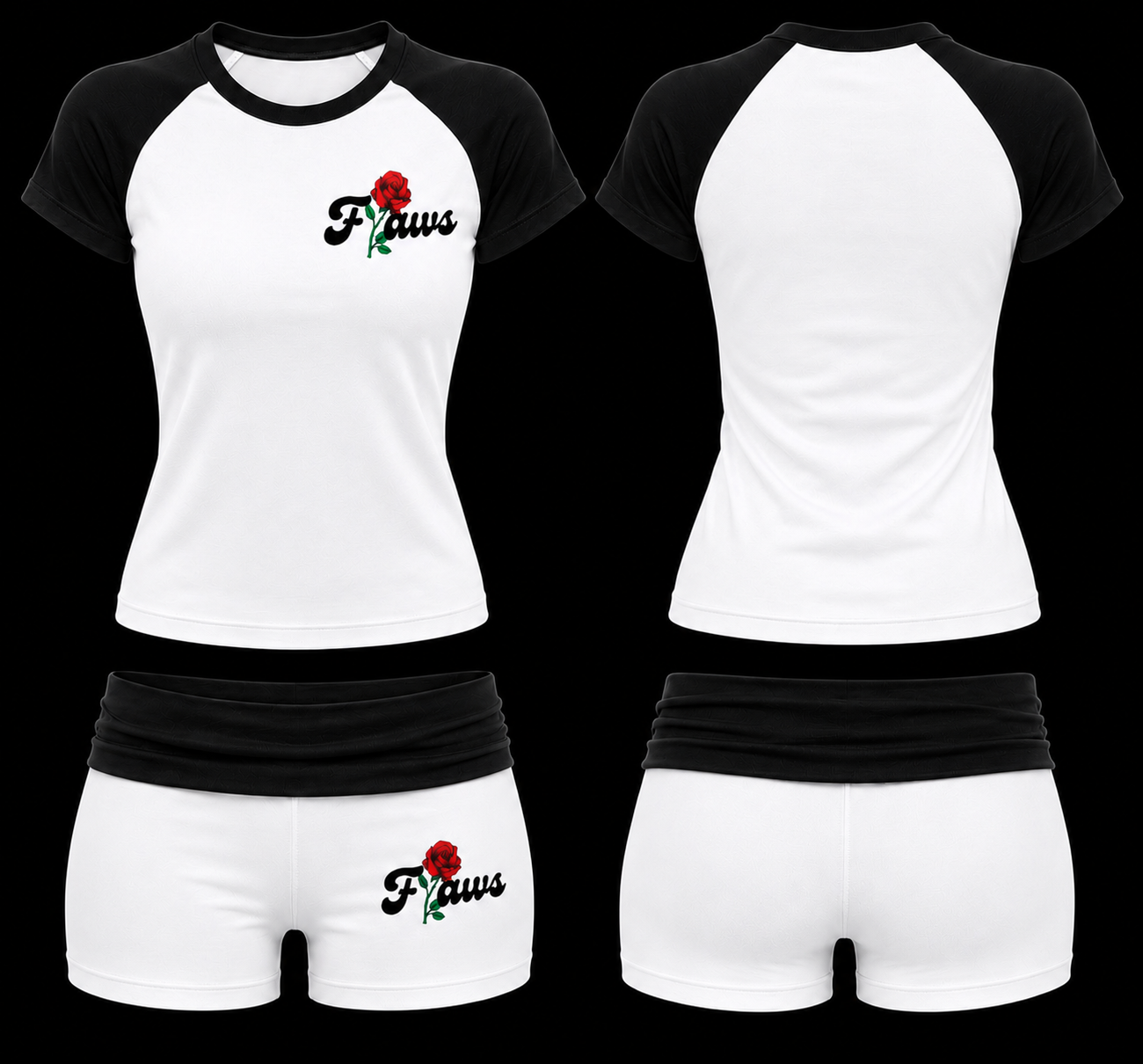 Flaws Women black and white two-piece set